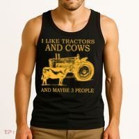 I Like Tractors And Cows And Maybe 3 People Farmer Tank Top thumb 3