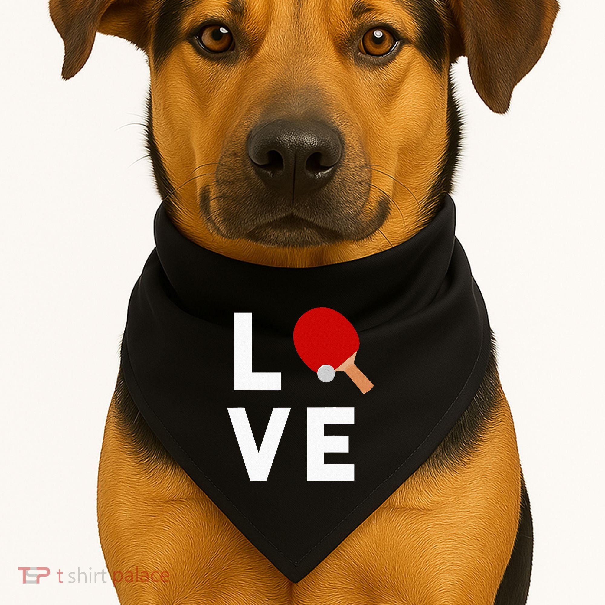 I Love Table Tennis Cute Funny Ping Pong USA-Made Doggie Bandana
