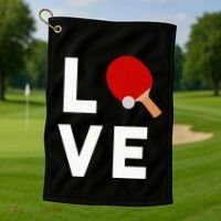 I Love Table Tennis Cute Funny Ping Pong Golf Towel thumb 1