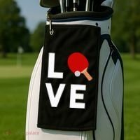 I Love Table Tennis Cute Funny Ping Pong Golf Towel thumb 2
