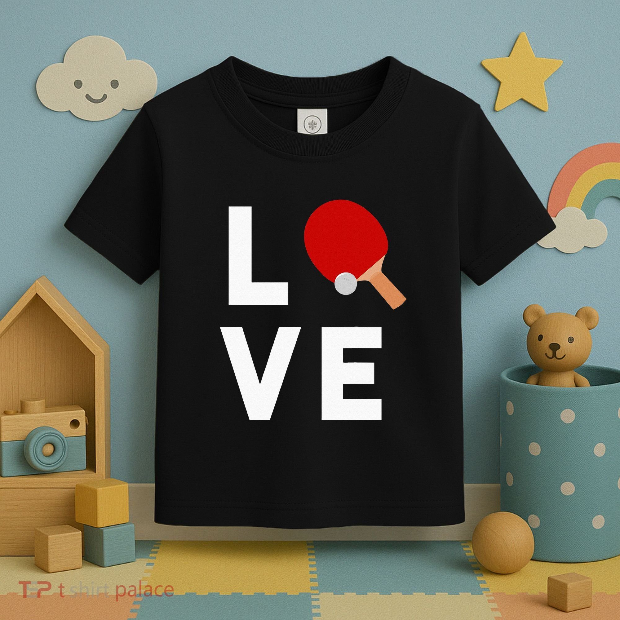 I Love Table Tennis Cute Funny Ping Pong Toddler T-Shirt