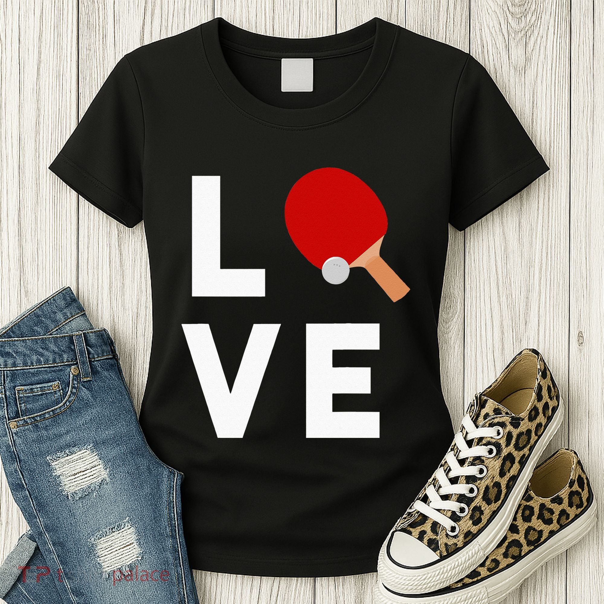 I Love Table Tennis Cute Funny Ping Pong Women's T-Shirt