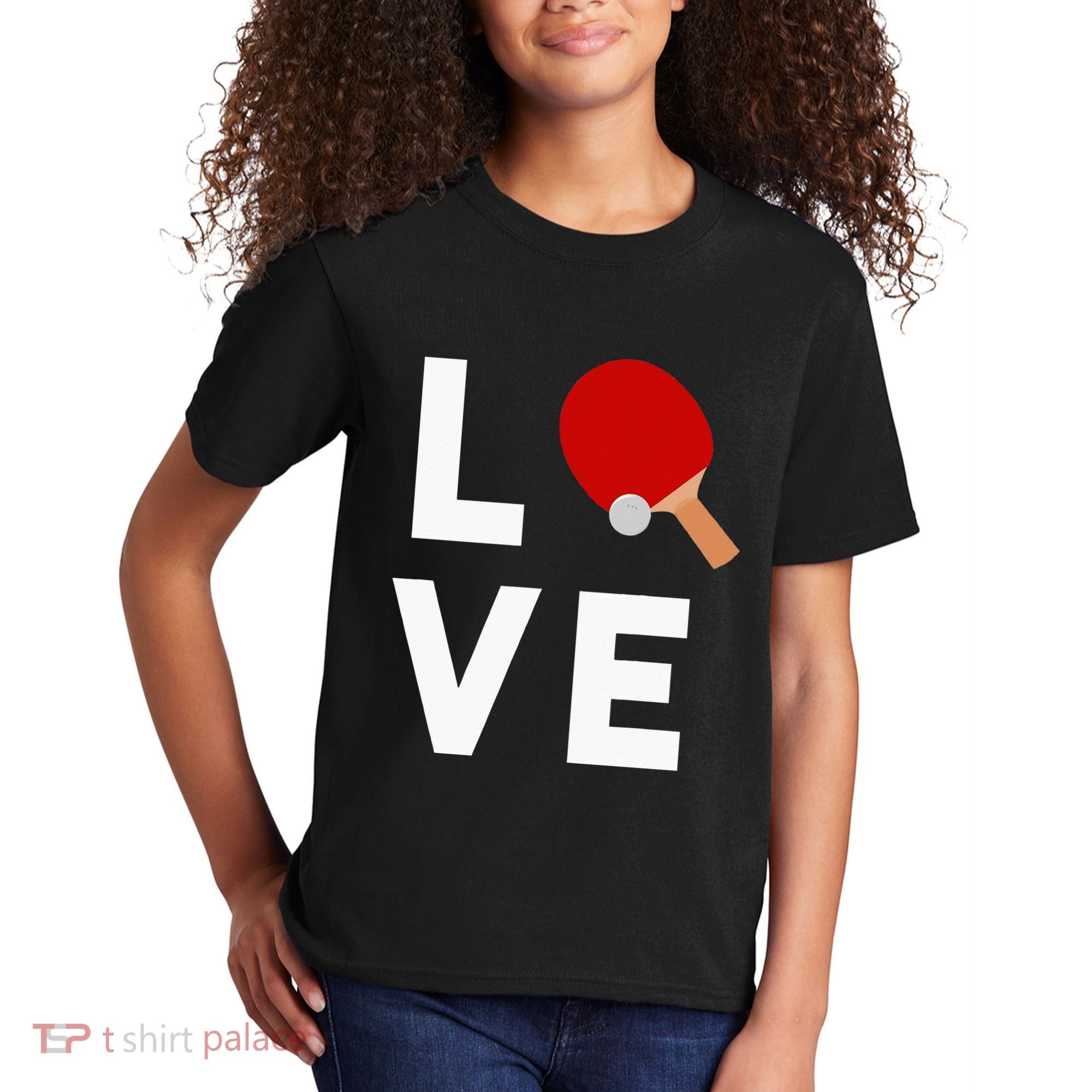 I Love Table Tennis Cute Funny Ping Pong Kids T-Shirt