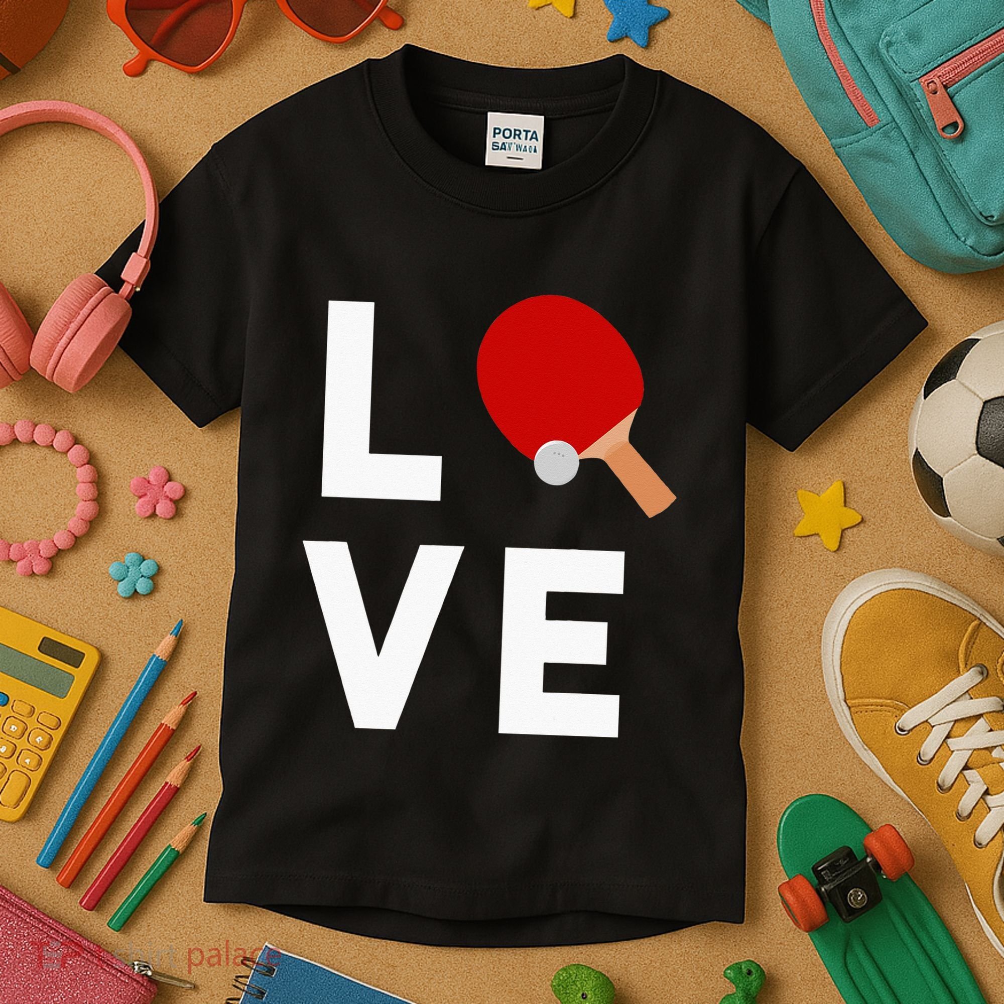 I Love Table Tennis Cute Funny Ping Pong Kids T-Shirt