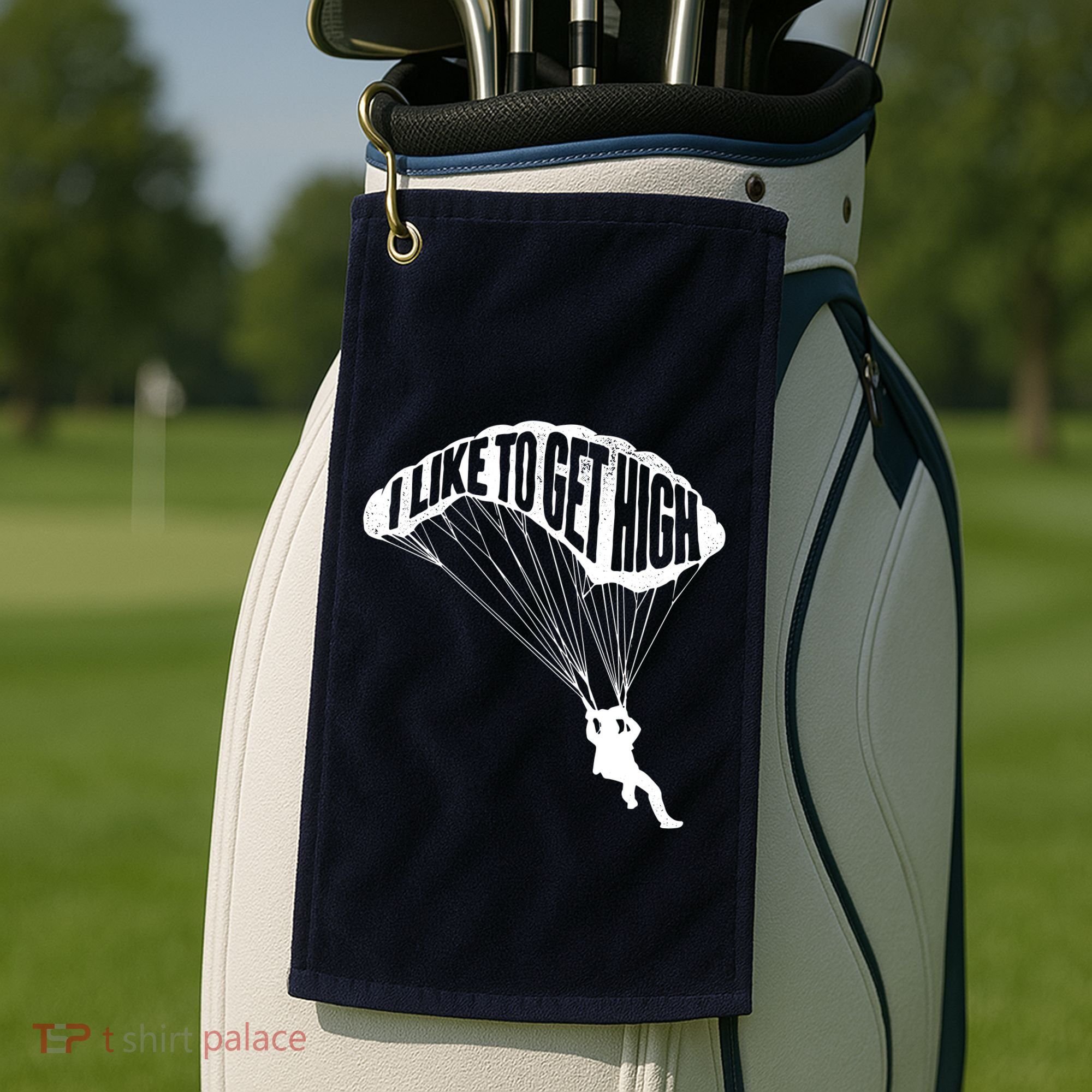I Like To Get High Skydiver Parachutist Skydive Parachute Golf Towel