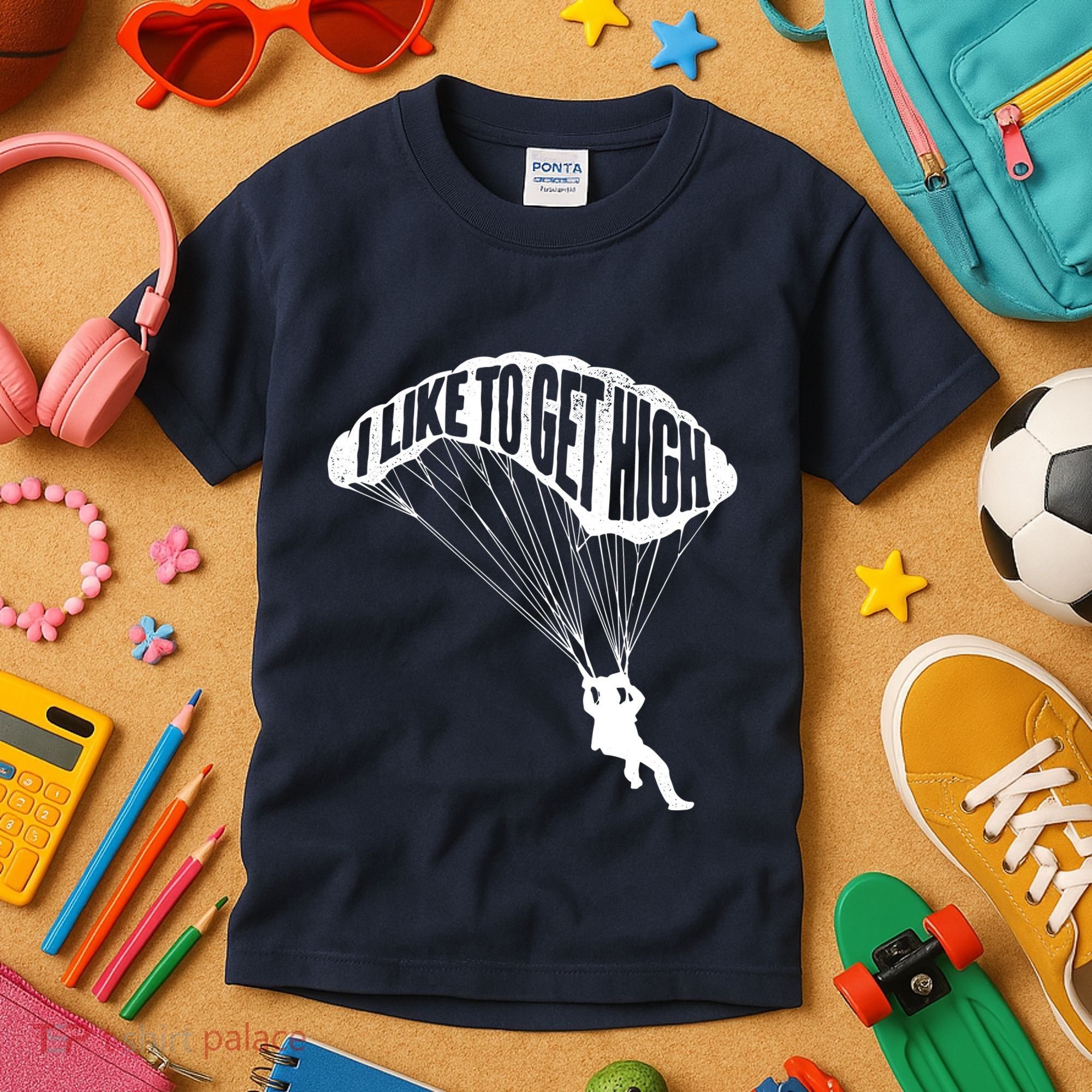I Like To Get High Skydiver Parachutist Skydive Parachute Kids T-Shirt