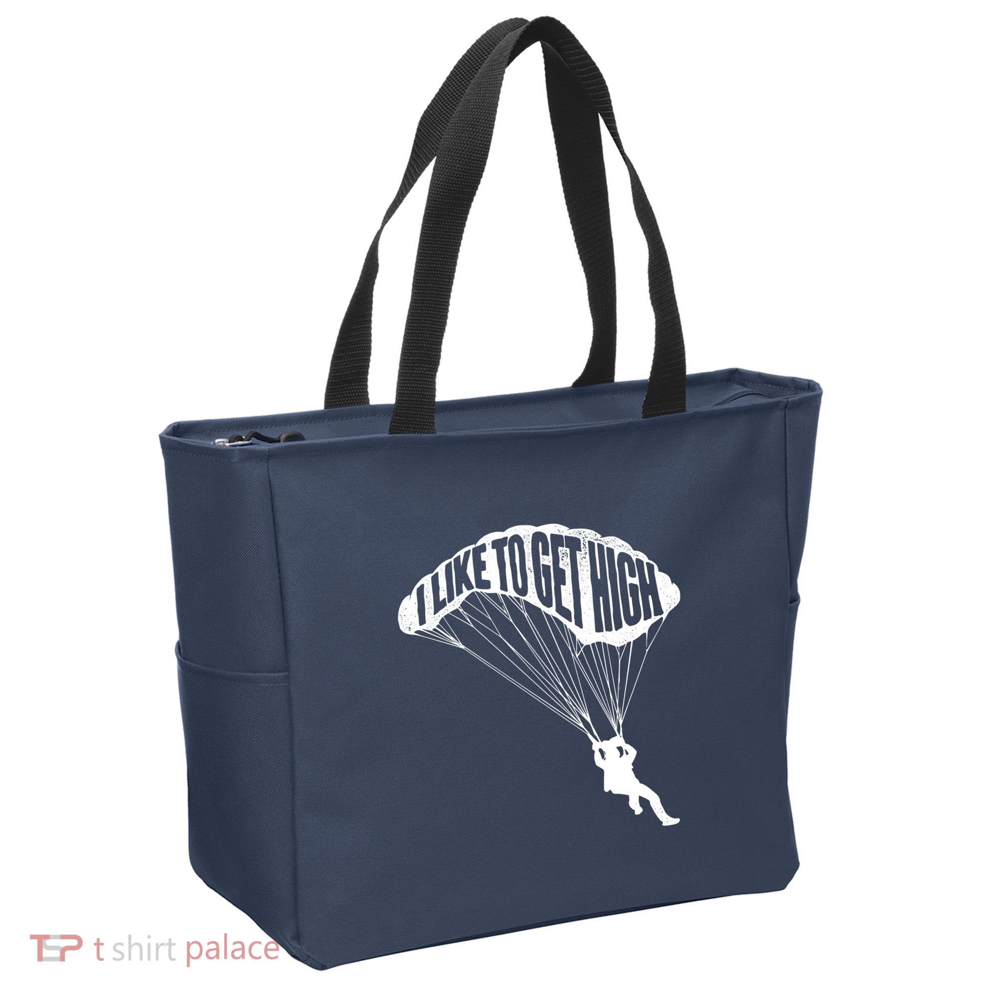 I Like To Get High Skydiver Parachutist Skydive Parachute Tote Bag