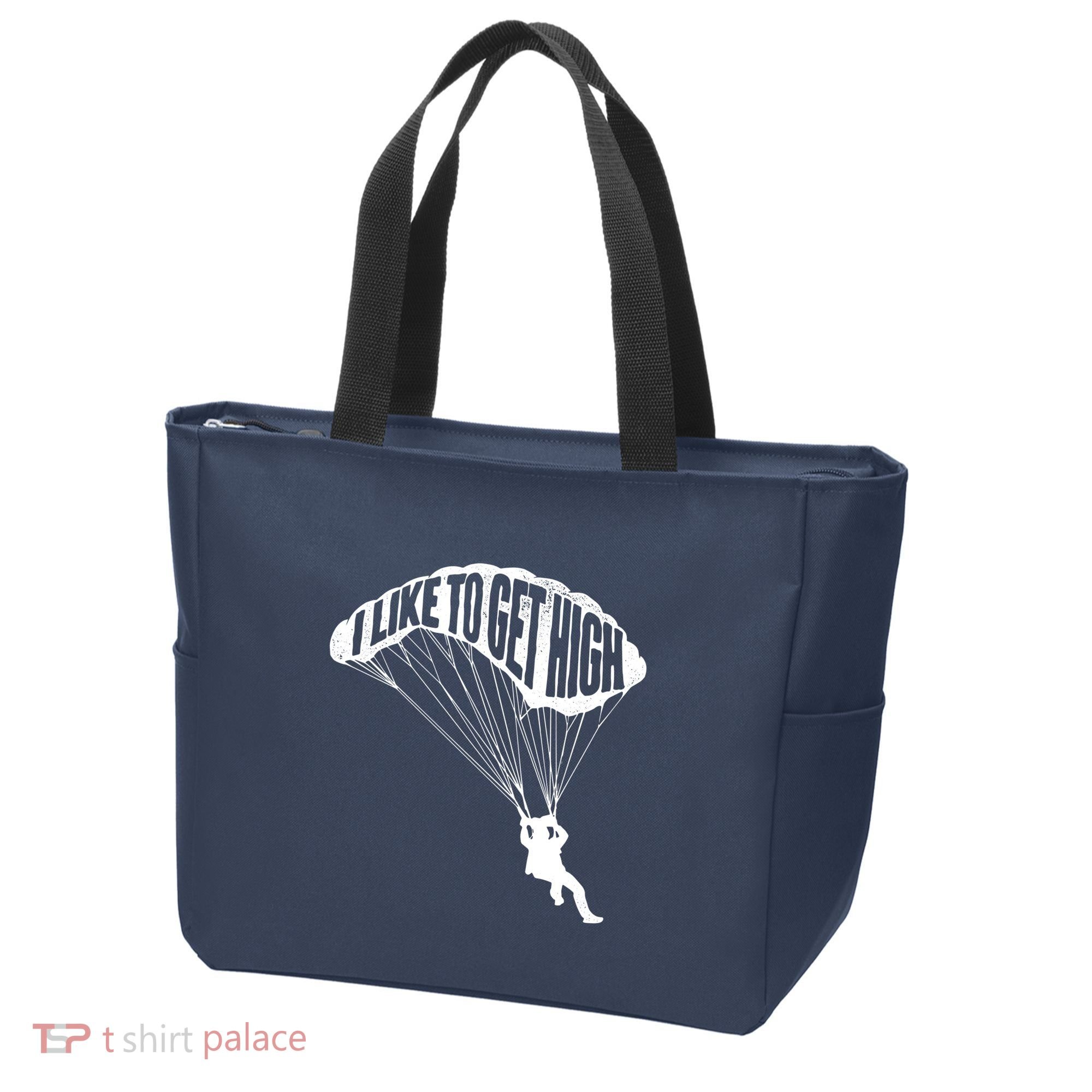 I Like To Get High Skydiver Parachutist Skydive Parachute Tote Bag