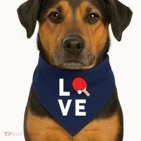 I Love Table Tennis Shirts Cute Funny Ping Pong Gift Idea USA-Made Doggie Bandana thumb 1