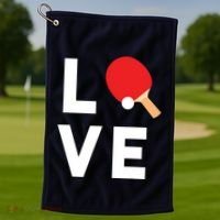I Love Table Tennis Shirts Cute Funny Ping Pong Gift Idea Golf Towel thumb 1