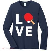 I Love Table Tennis Shirts Cute Funny Ping Pong Gift Idea Women's Long Sleeve Shirt thumb 0