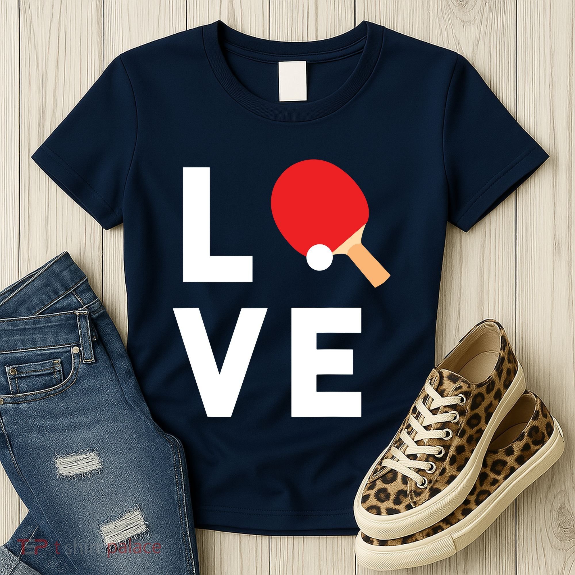 I Love Table Tennis Shirts Cute Funny Ping Pong Gift Idea Women's T-Shirt