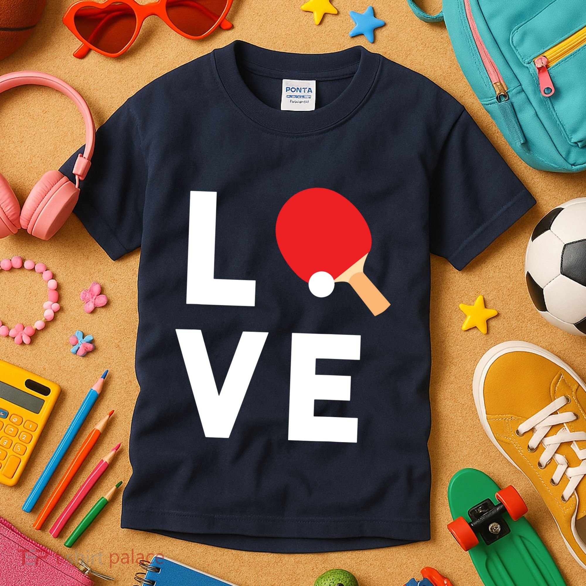 I Love Table Tennis Shirts Cute Funny Ping Pong Gift Idea Kids T-Shirt