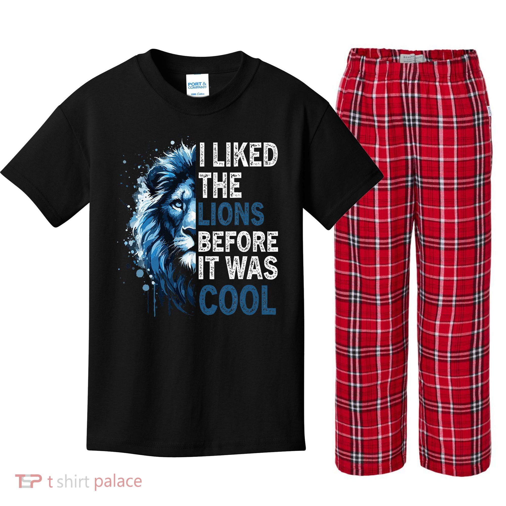 I Liked The Lions Before It Was Cool Kids Plaid Pajama Set