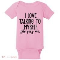 I Love Talking To Myself She Gets Me Funny Baby Bodysuit thumb 0