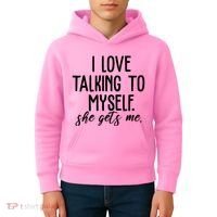 I Love Talking To Myself She Gets Me Funny Kids Hoodie thumb 4