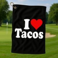 I LOVE TACOS I HEART TACOS Golf Towel thumb 1