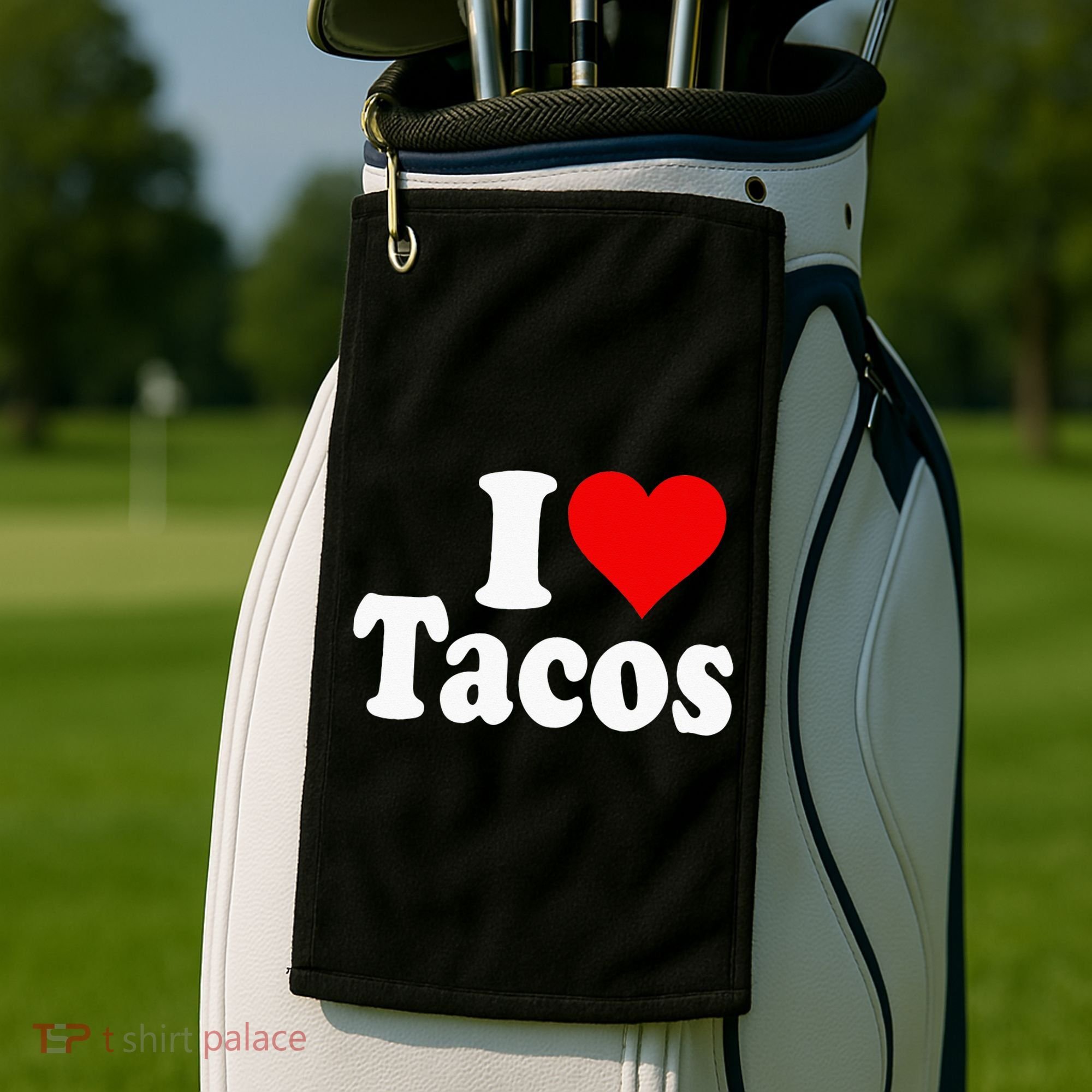 I LOVE TACOS I HEART TACOS Golf Towel