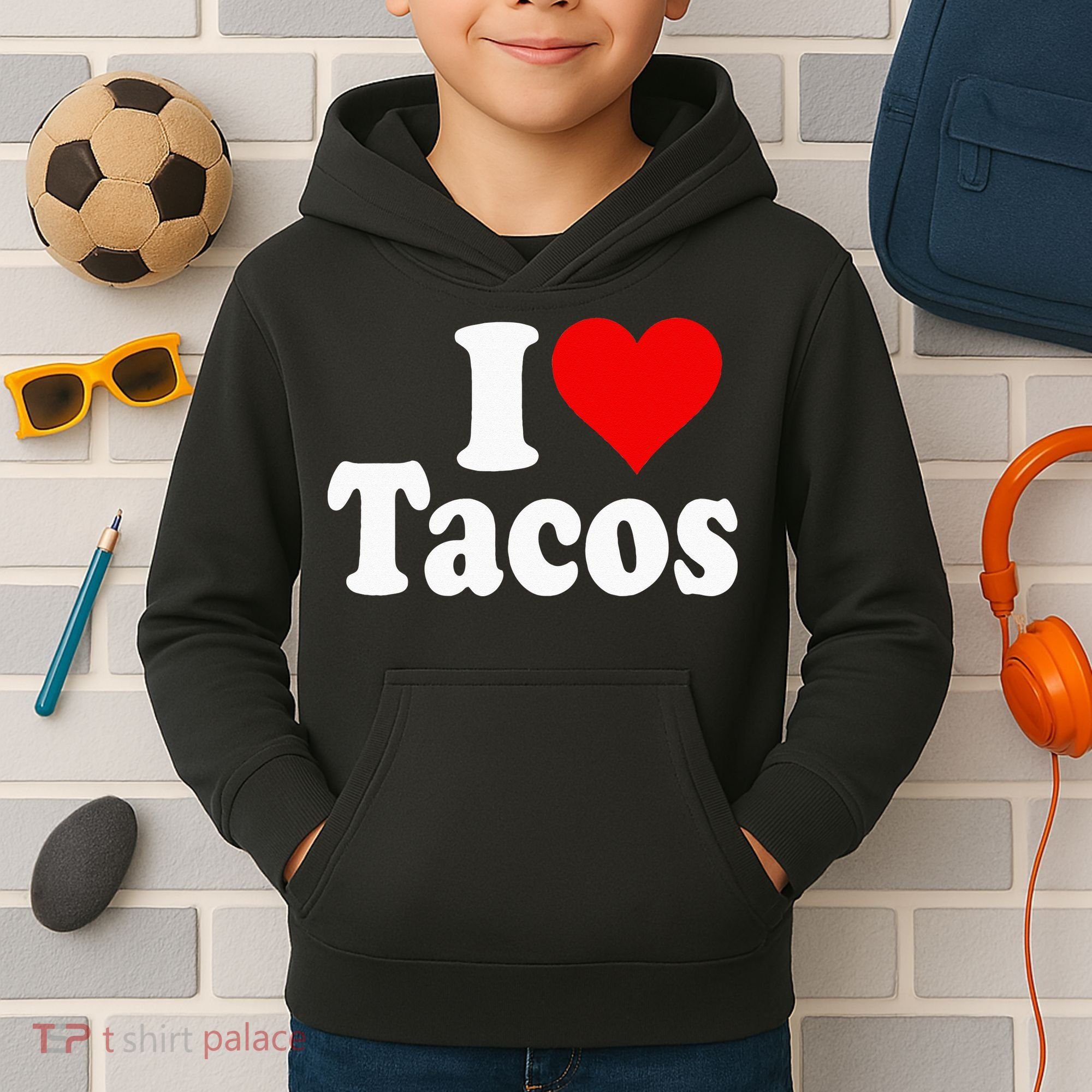 I LOVE TACOS I HEART TACOS Kids Hoodie