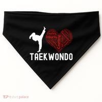 I Love Taekwondo Black Belt Funny Gift USA-Made Doggie Bandana thumb 0