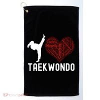 I Love Taekwondo Black Belt Funny Gift Golf Towel thumb 0