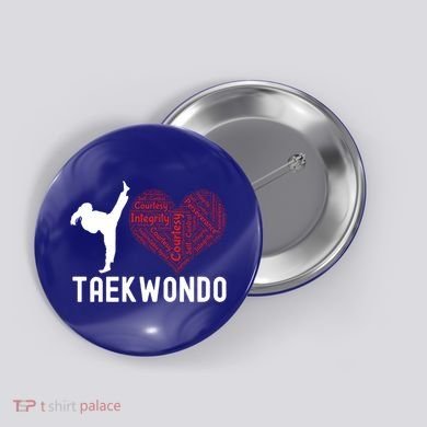 I Love Taekwondo Black Belt Funny Gift Button