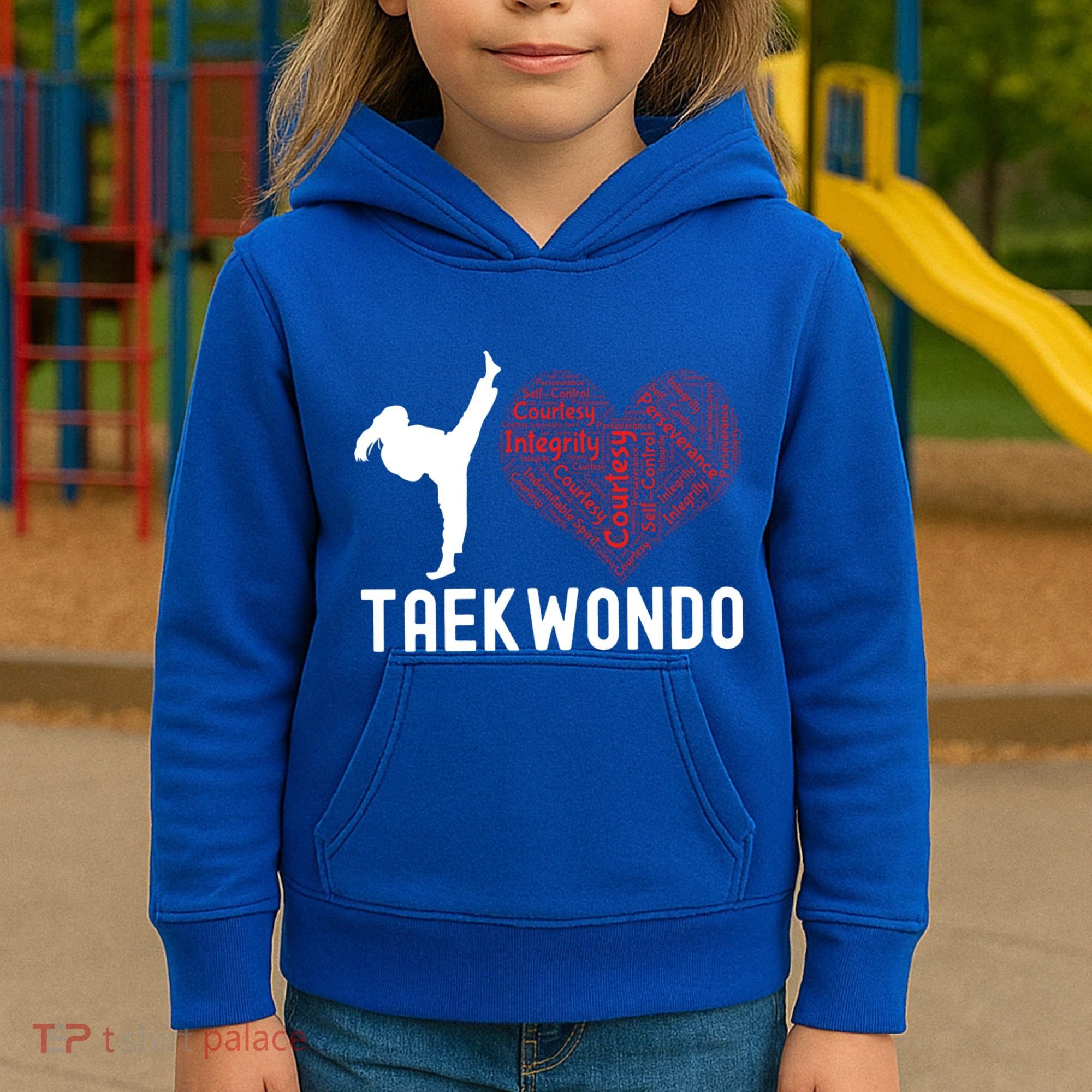I Love Taekwondo Black Belt Funny Gift Kids Hoodie
