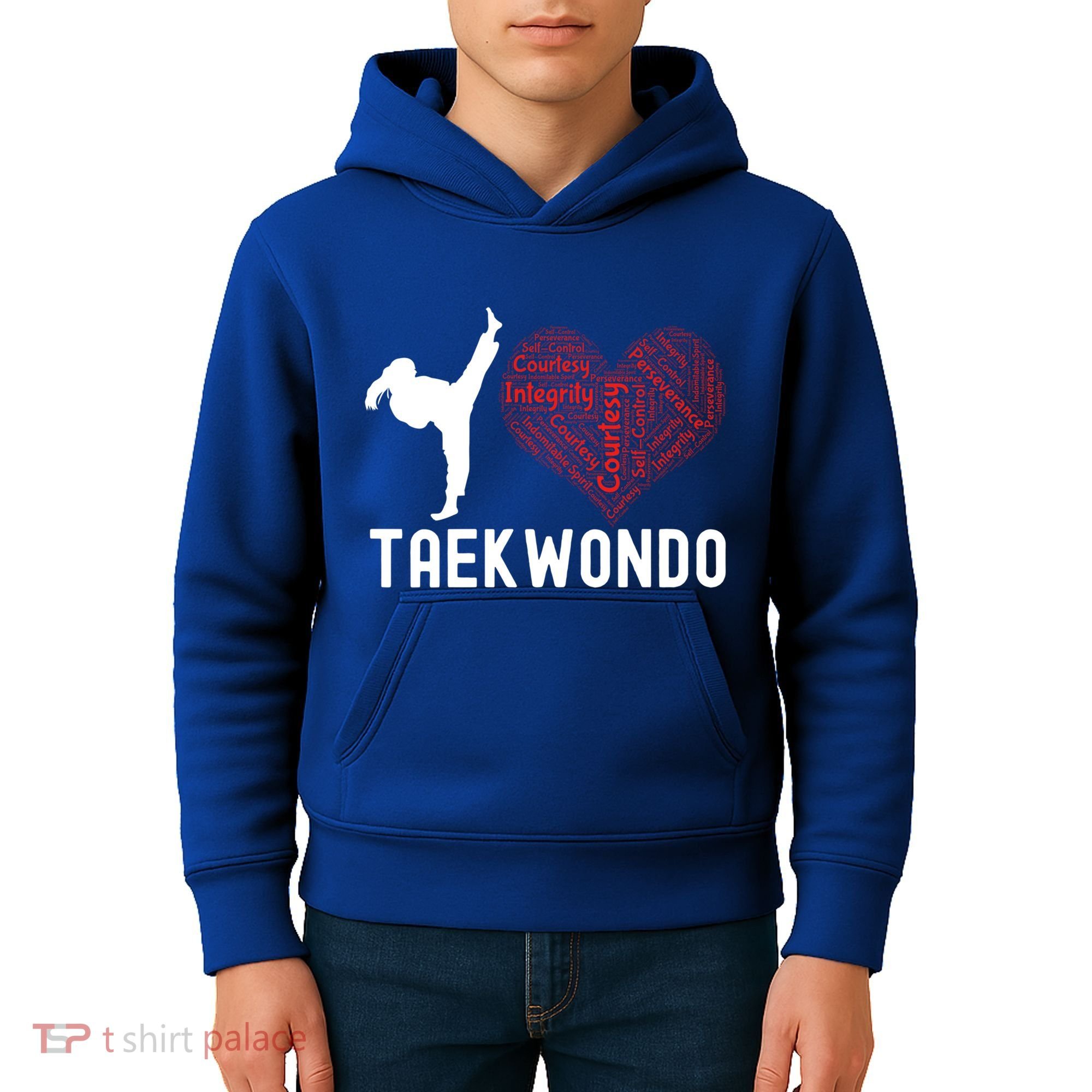 I Love Taekwondo Black Belt Funny Gift Kids Hoodie