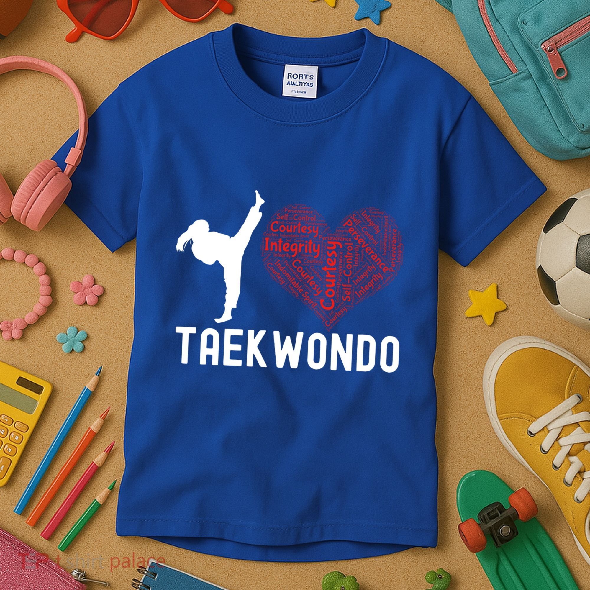 I Love Taekwondo Black Belt Funny Gift Kids T-Shirt
