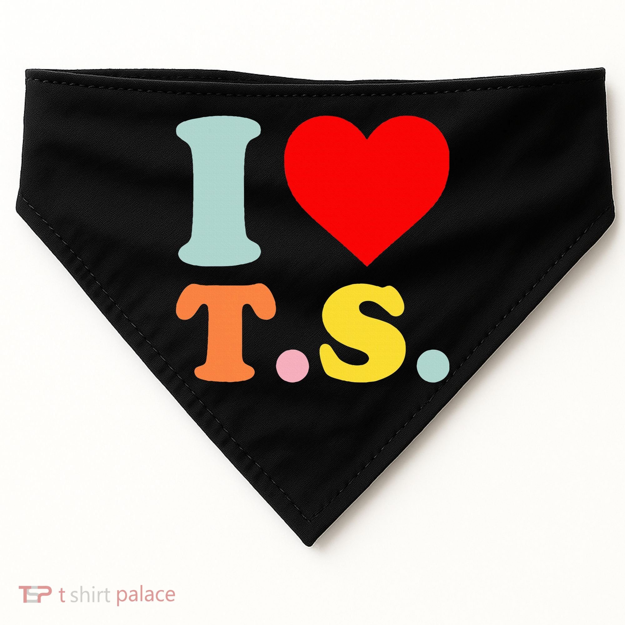 I Love T.S I Heart T.S Funny USA-Made Doggie Bandana