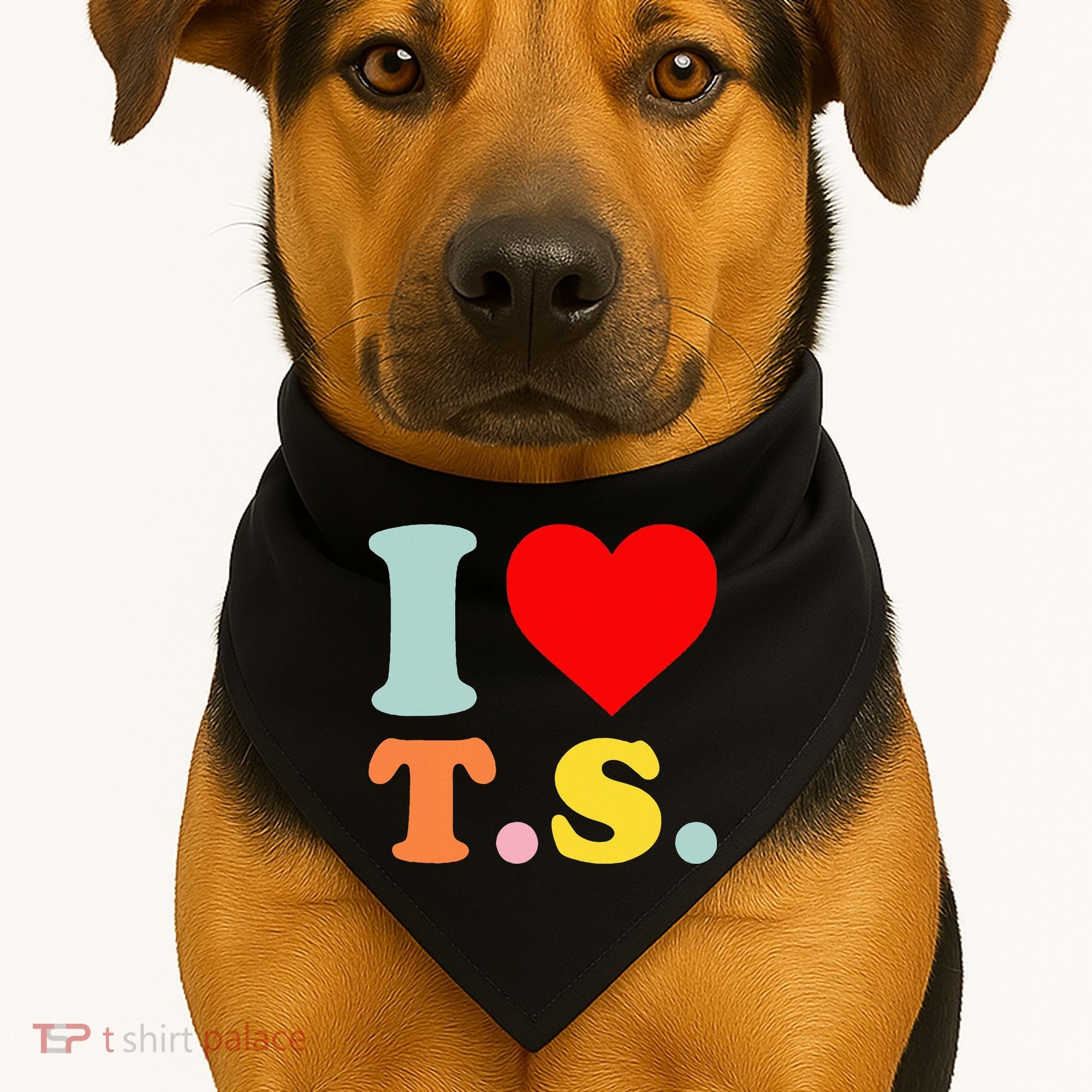 I Love T.S I Heart T.S Funny USA-Made Doggie Bandana
