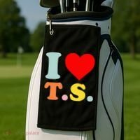 I Love T.S I Heart T.S Funny Golf Towel thumb 2