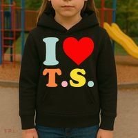 I Love T.S I Heart T.S Funny Kids Hoodie thumb 3