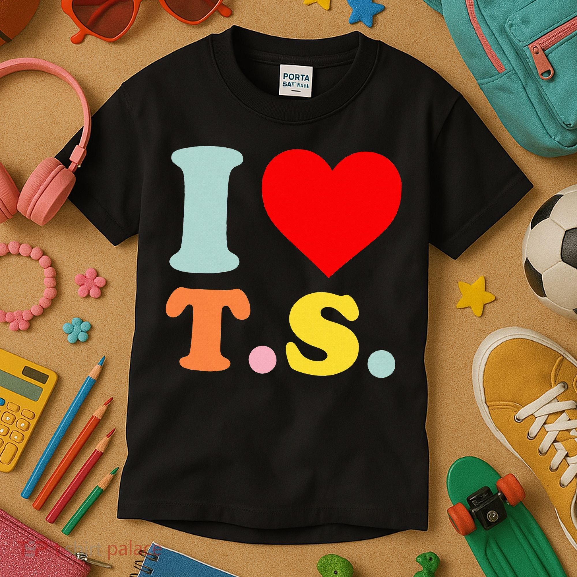 I Love T.S I Heart T.S Funny Kids T-Shirt