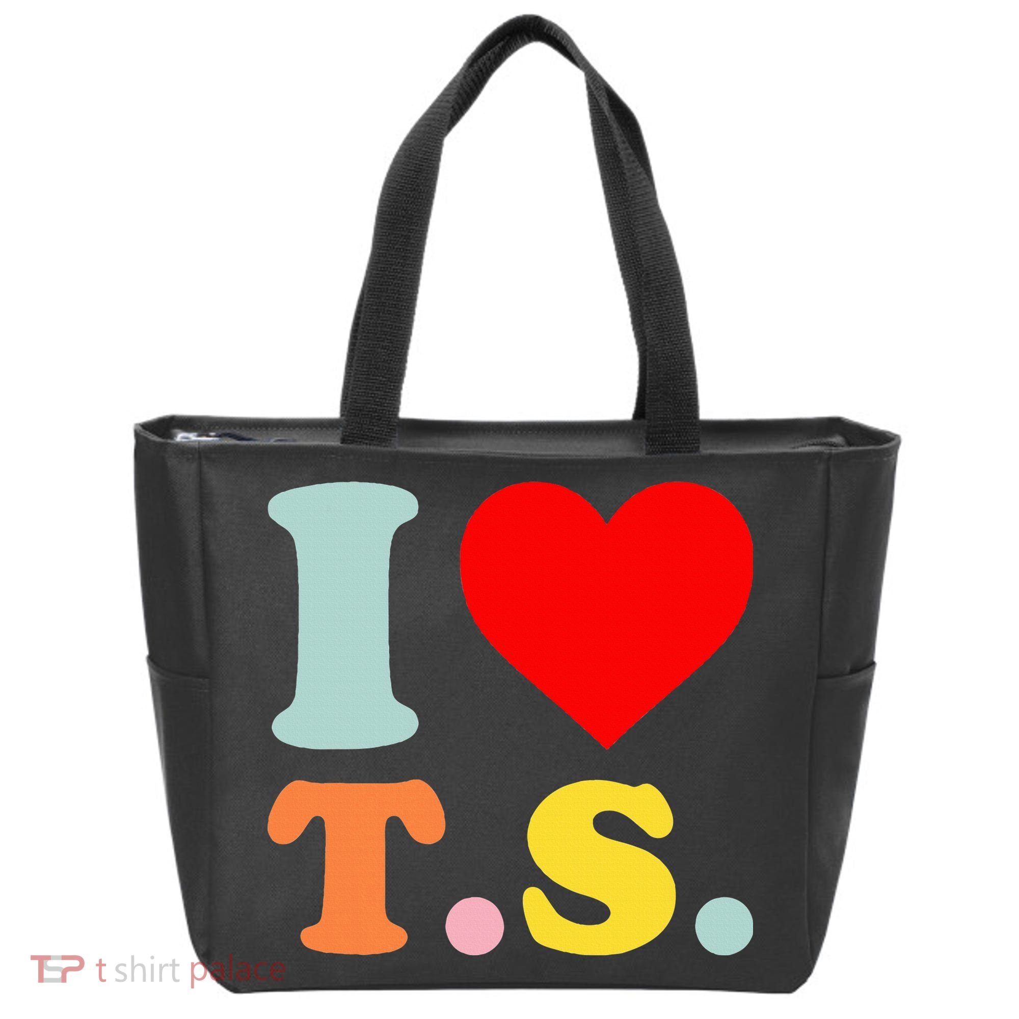 I Love T.S I Heart T.S Funny Tote Bag