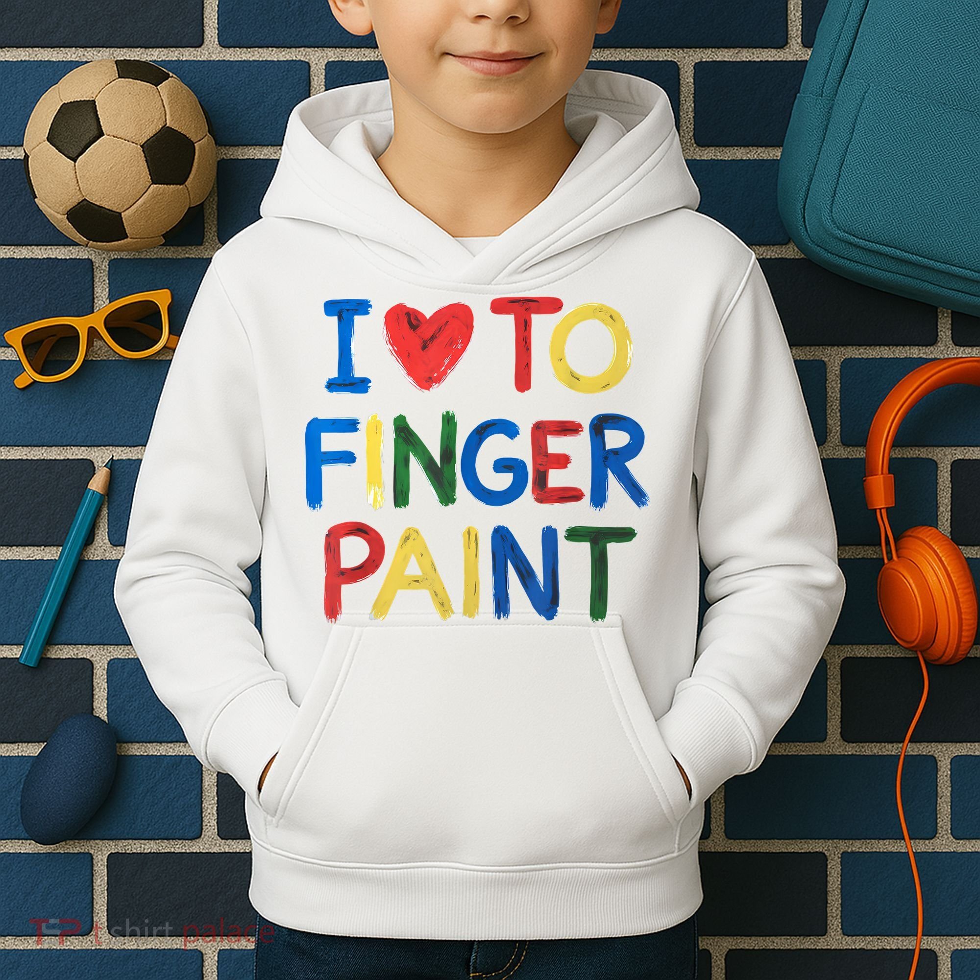 I Love To Finger Paint IM Paint Kids Hoodie