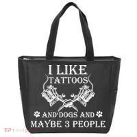 I Like Tattoos And Dogs And Maybe 3 People Cute Gift Tote Bag thumb 0