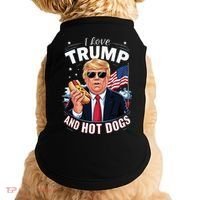 I Love Trump And Hot Dogs Hilarious Conservative Doggie Tank thumb 0