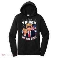I Love Trump And Hot Dogs Hilarious Conservative Women's Hoodie thumb 0