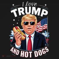 I Love Trump And Hot Dogs Hilarious Conservative Women's Hoodie thumb 2