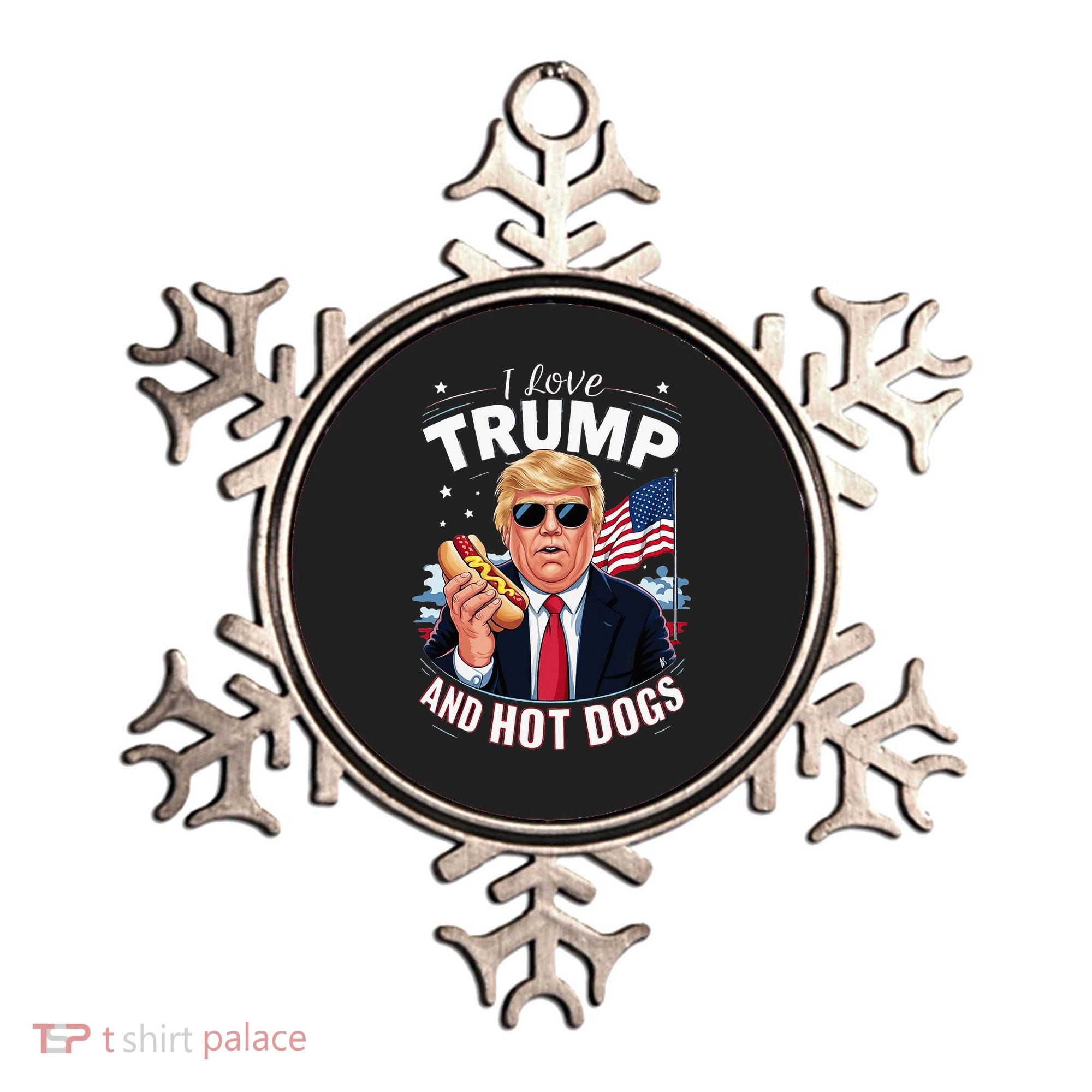 I Love Trump And Hot Dogs Hilarious Conservative Ornament