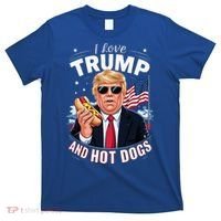 I Love Trump And Hot Dogs Hilarious Conservative T-Shirt thumb 0
