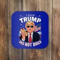 I Love Trump And Hot Dogs Hilarious Conservative Coaster thumb 0