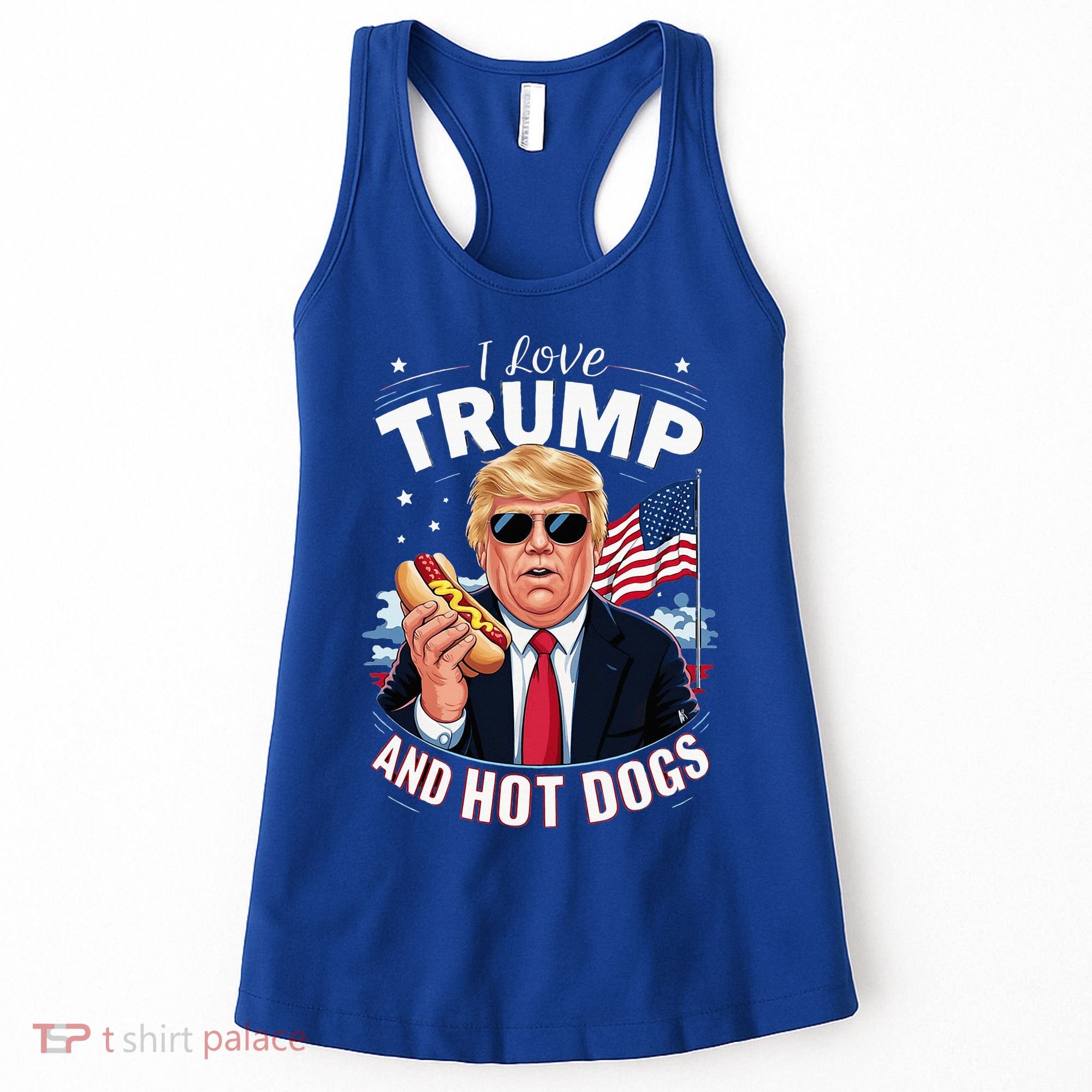 I Love Trump And Hot Dogs Hilarious Conservative Women's Tank Top
