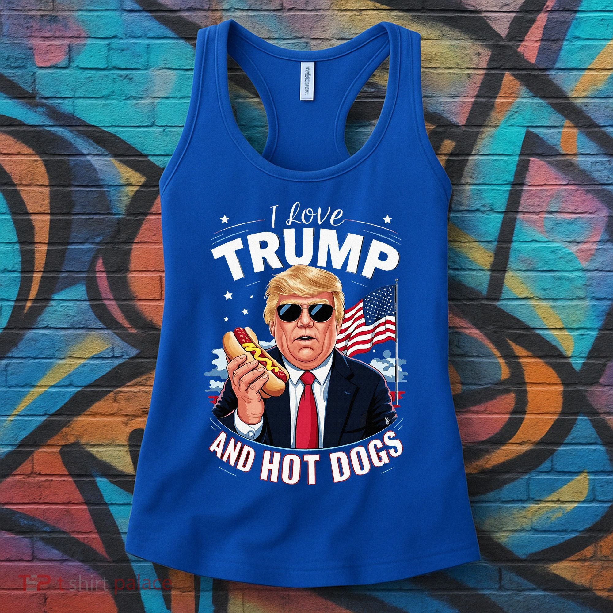 I Love Trump And Hot Dogs Hilarious Conservative Women's Tank Top