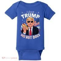 I Love Trump And Hot Dogs Hilarious Conservative Baby Bodysuit thumb 0