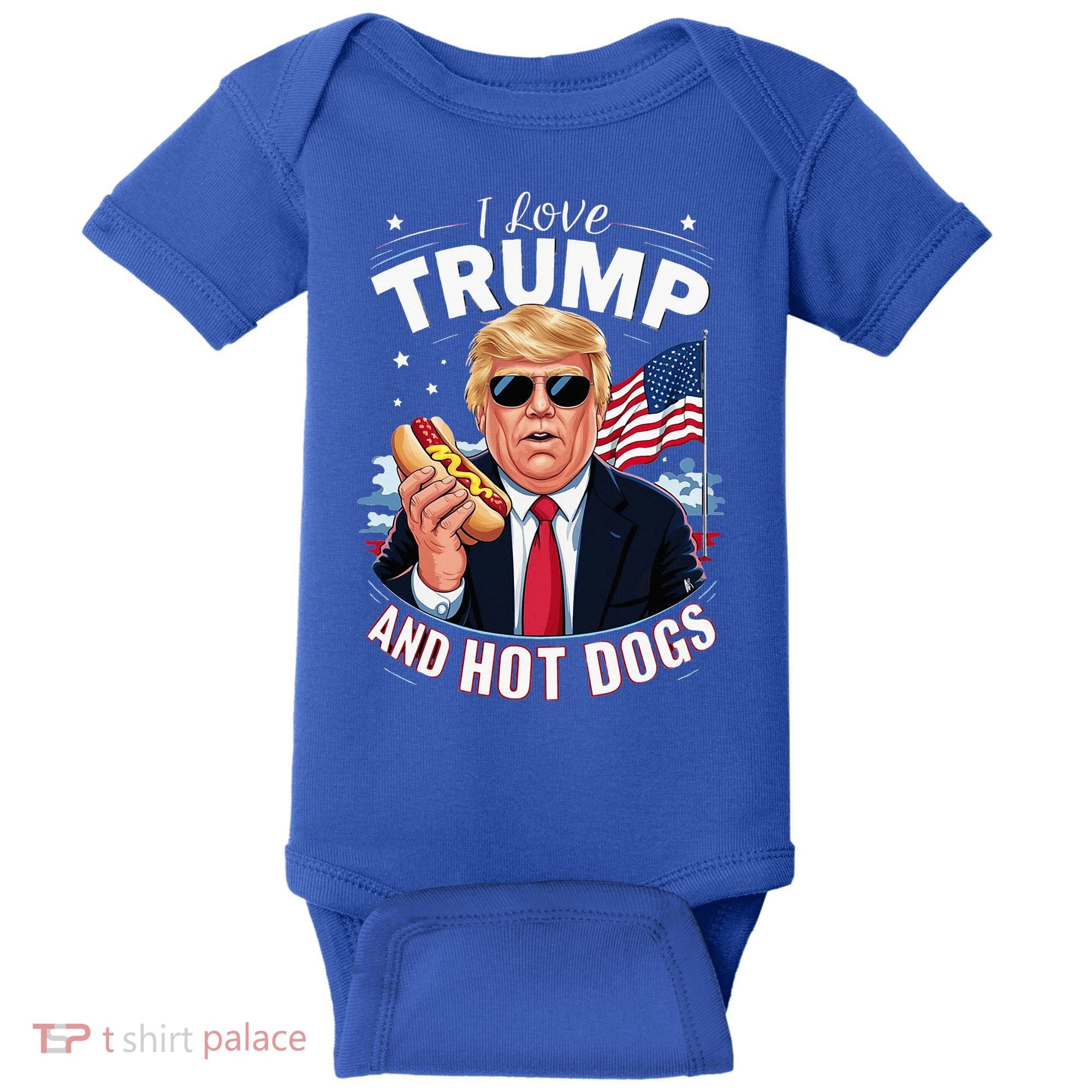 I Love Trump And Hot Dogs Hilarious Conservative Baby Bodysuit