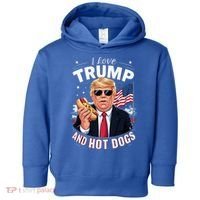 I Love Trump And Hot Dogs Hilarious Conservative Toddler Hoodie thumb 0