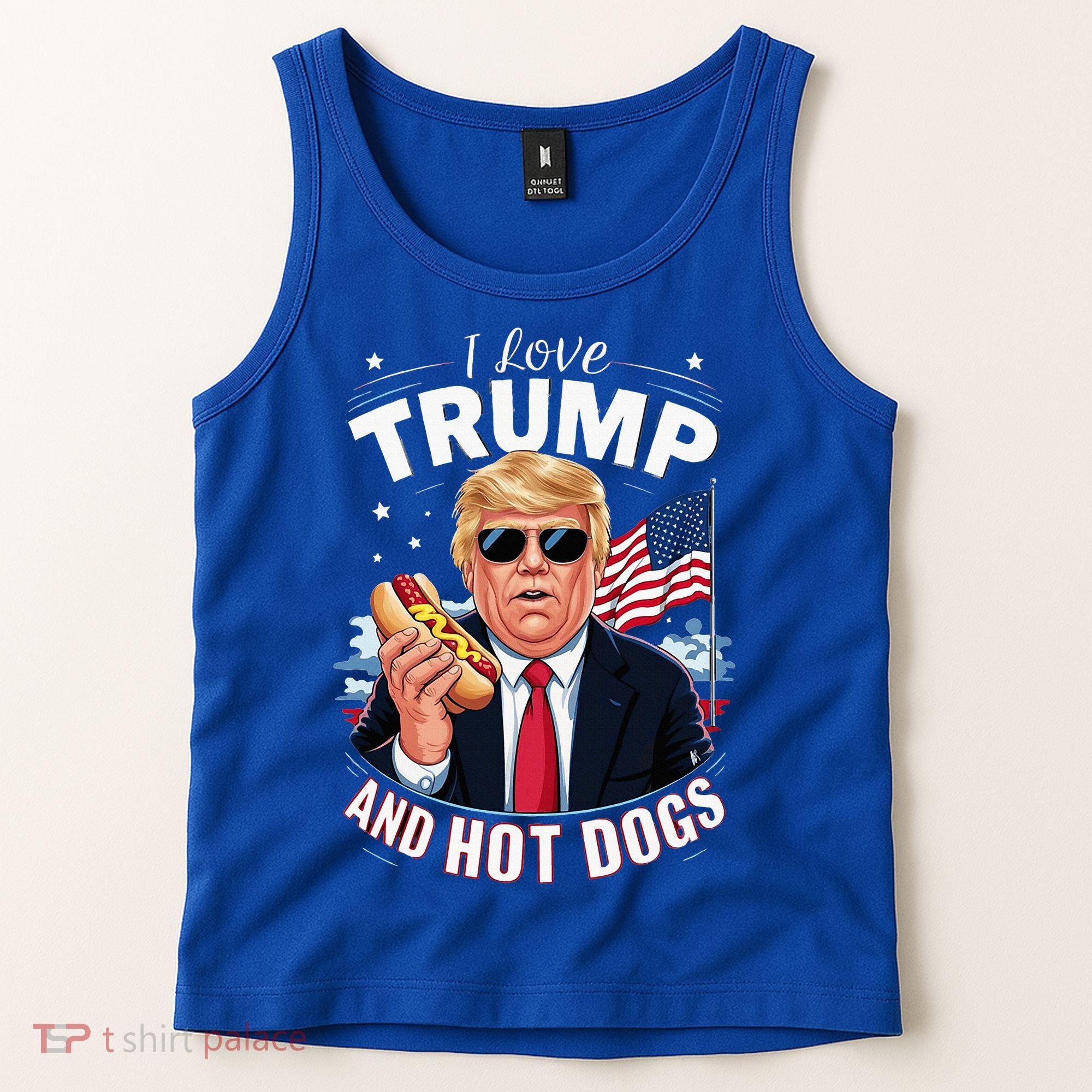 I Love Trump And Hot Dogs Hilarious Conservative Tank Top