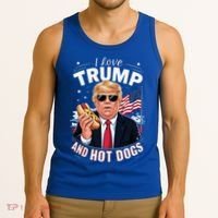 I Love Trump And Hot Dogs Hilarious Conservative Tank Top thumb 3